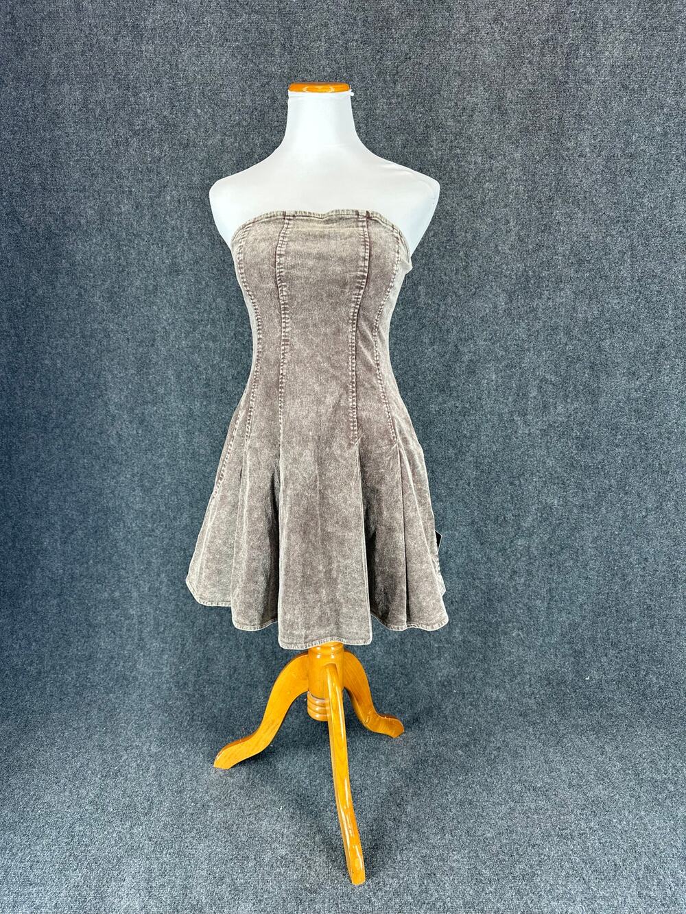 Emory Park Dress L NWT Brown Corduroy Strapless Fit Flare Y2K Mini Dress